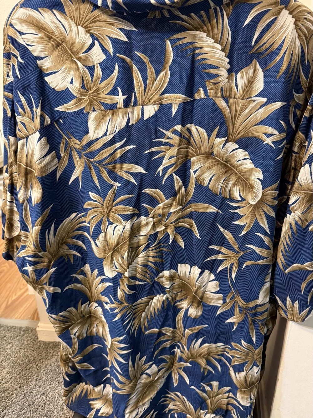 NWT Campia Moda Hawaiian Shirt Mens 3XL Navy Blue Tropical Leaf Casual Button Up - Picture 3 of 5